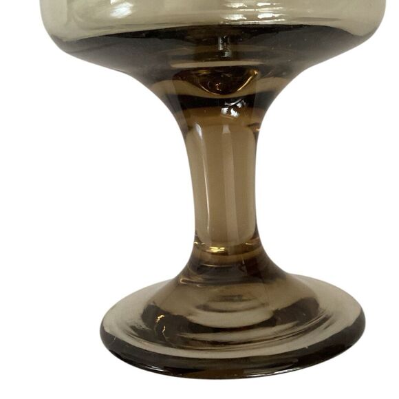 LIBBEY VTG Tawny Accent Smoke Brown Goblets 4 Oz Amber Glasses Iced Tea Wine 3 - Picture 3 of 4